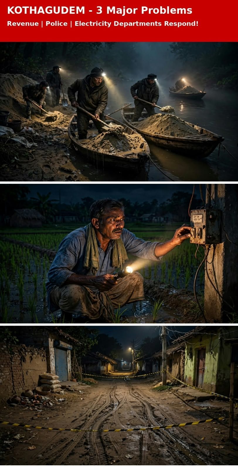 మండలంలో  3 శాఖల నిర్లక్ష్యం - రైతులు, గ్రామస్తుల విలవిల!